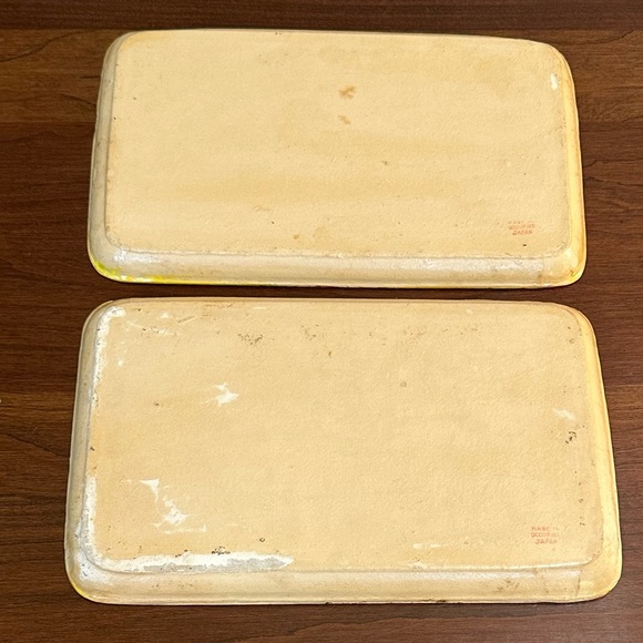 🍁🌟4xHP🌟VTG 1945-1952 Occupied Japan 2 Red Floral Paper Mache Trays - Picture 11 of 11